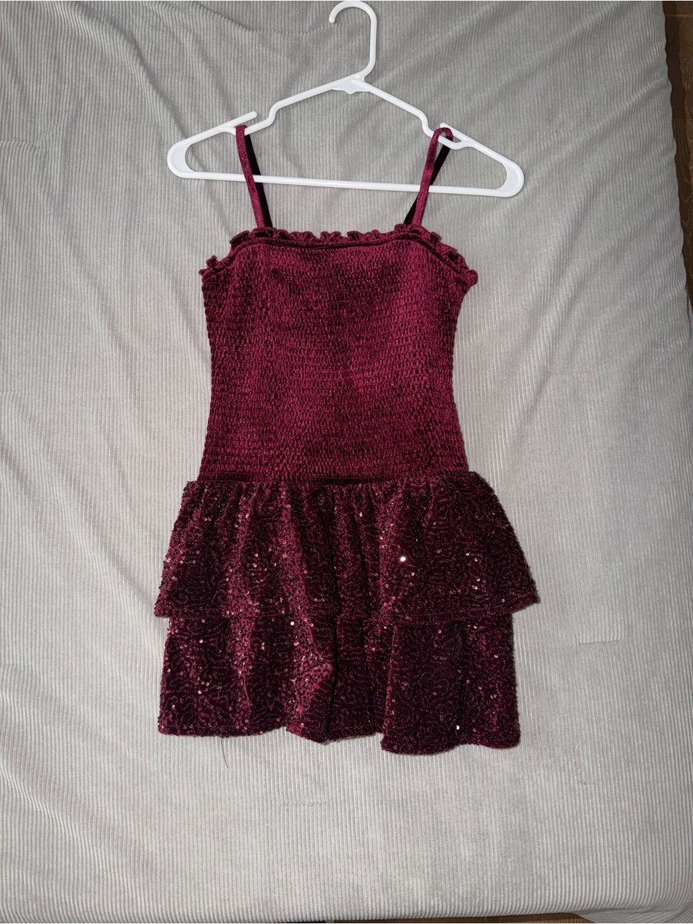 Girls Burgundy Velvet Sequin Holiday Dress Size M
